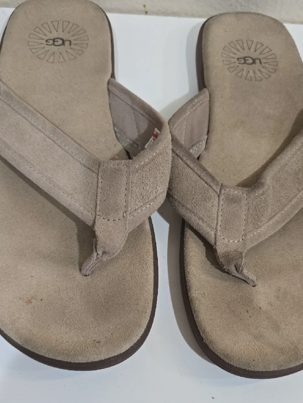 UGG Beige Suede Thong Sandals